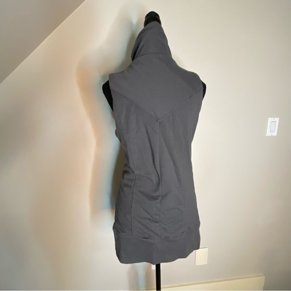 STREETWEAR SOCIETY Long Grey Vest Zipper Pockets Mock Neck Y2K Layers Fall Large - Picture 8 of 14
